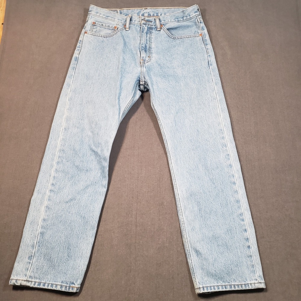 Levi's 505 Regular Fit Jeans Mens 34x29 Light Wash Blue Straight Leg 00505-4834